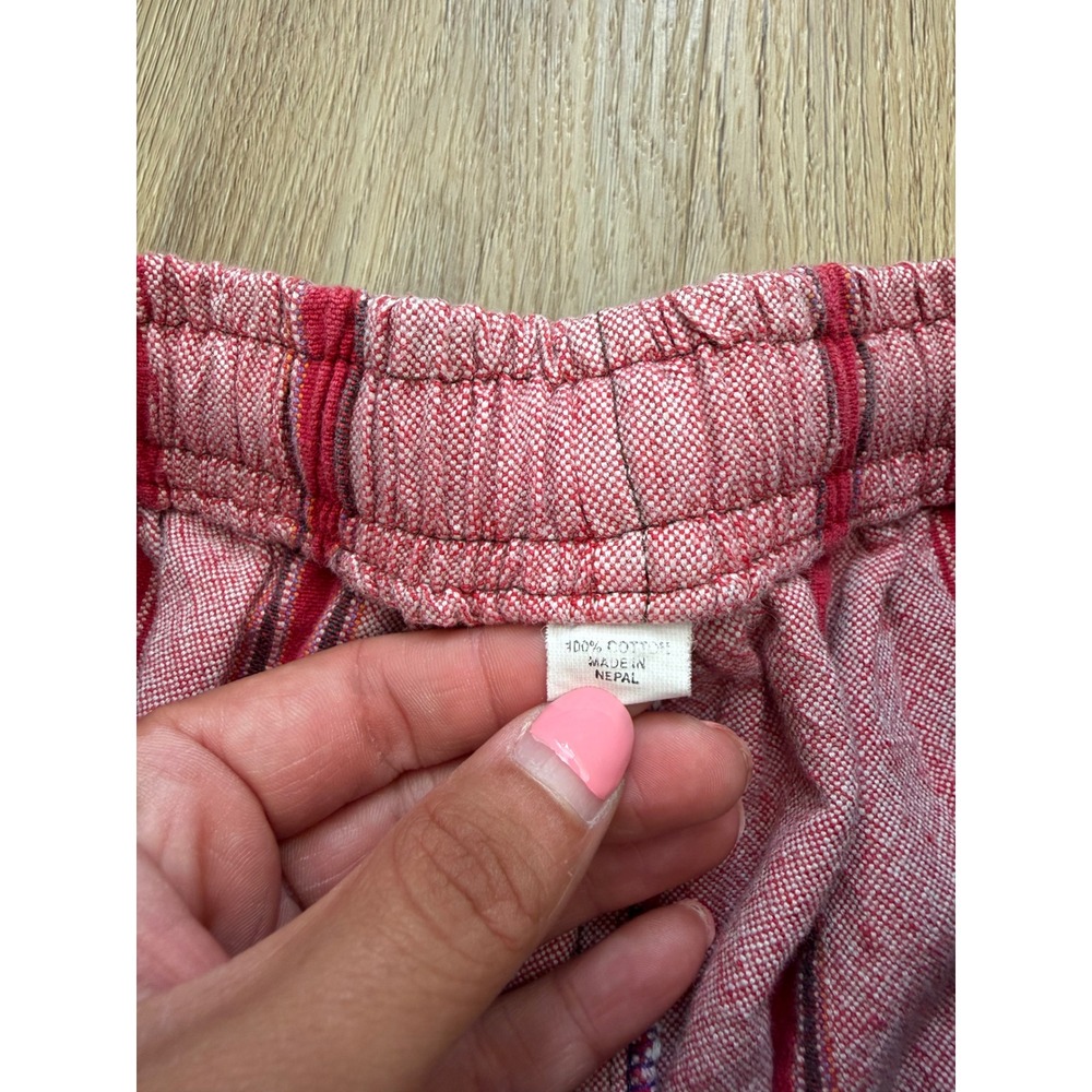 Cotton Striped Cargo Pants Pink Burgundy Boho Harem Trousers wide leg hippie - Picture 5 of 9
